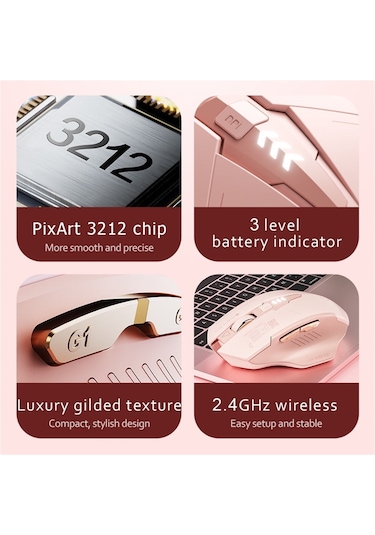 Inphıc F8 Şarj Edilebilir 2.4g Kablosuz Oyun Çalışan Kız Fare Bilgisayar Dizüstü Dilsiz Fareler