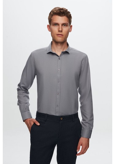 D's Damat Slim Fit Erkek Gömlek Gri 6EF02ORT00288 Gri