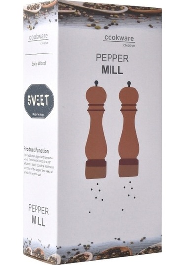 Createtech 8 İnç 304 Paslanmaz Çelik Manuel Karabiber Değirmeni Kayın Ağacı Ahşap