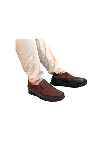 Fiyra Fth02 Kahverengi Hakiki Deri Kaymaz Bağacaksız Erkek Ayakkabı Kahverengi