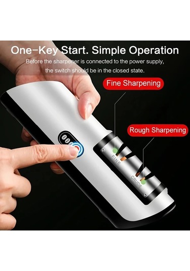 Xuweiwei Profesyonel Usb Siyah Elektrikli Bıçak Bileyici 20 Derece Düz Kenar 3 Aşamalı Bileme Şefler Ve Ev Kullanımı İçin Kompakt Mutfak Aracı