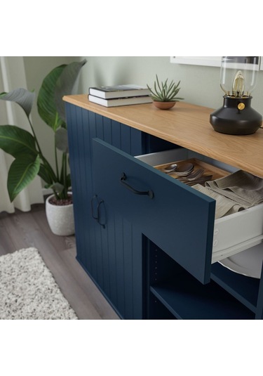 Büfe, Derinlik: 37.5 Cm Yükseklik: 90 Cm Genişlik: 120 Cm Depolama Ve Organizasyon Vitrin Mavi-siyah Mavi