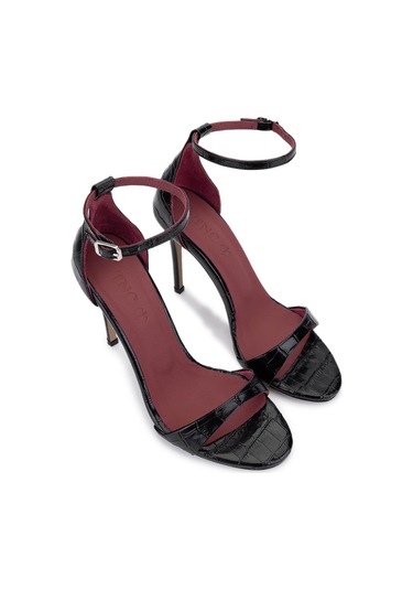 Tamer Tanca Kadın Siyah Hakiki Deri Kroko Topuklu Ayakkabı 340 158 Bn Ayk Y25 Sıyah Kroko Siyah