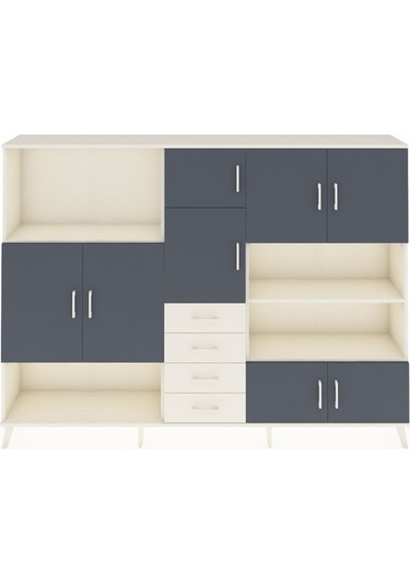 Arges Dolap 9 Raflı 4 Çekmeceli 8 Kapaklı 220x30x163 Aytaşı-antra Aytaşı-antrasit/aytaşı