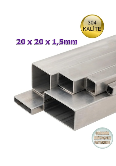 Paslanmaz Çelik Profil 304 Kalite 20x20x1,5mm Satine Yüzeyli