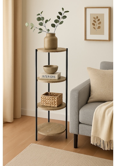 4 Katlı Raf - Çiçeklik, Organizer, Sehpa Ve Köşe Rafı Siyah