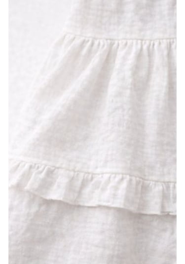 Baby Corner Bebe Yaka Fırfırlı Kız Bebek Elbise Beyaz