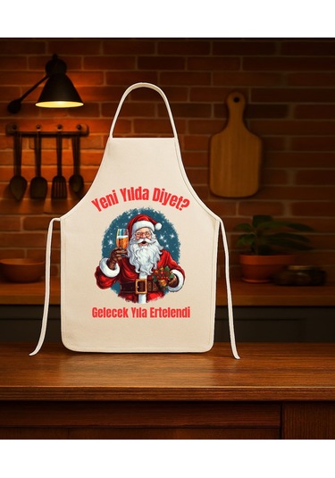 Yeni Yıll Mutfak Önlüğü Noel Baba Diyetler Gelecek Yıla Ertelendi Yılbaşı Hediye Çok Renkli