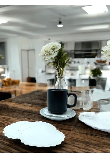 Kağıt Bardak Altlığı Cam Bardak Altlığı 80 Mm Papatya 250 Adet Beyaz