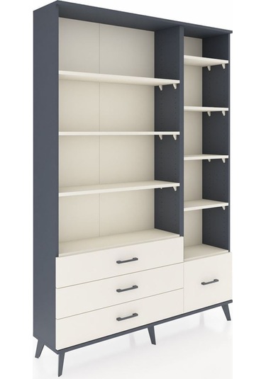 Arges Dolap 9 Raflı 4 Çekmeceli 132x30x195 Antrasit-aytaşı/aytaşı Aytası/aytası