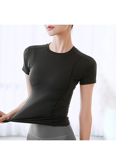Gajeena Kadın Spor Tişört - Esnek, Nefes Alabilir, Yoga Ve Koşu İçin Rahat Fit SiYAH