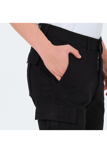 Slazenger EARNINGS Erkek Cepli Kargo Siyah Şort