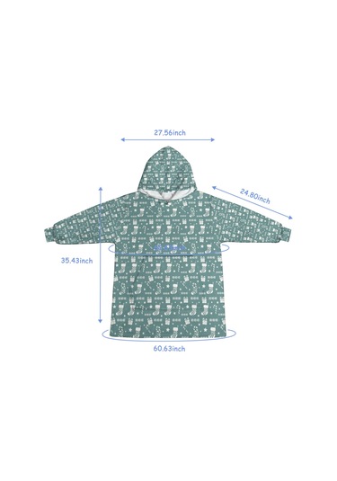 Noel Temalı Unisex Giyilebilir Battaniye Hoodie, Kalın Peluş, Kollar Ve Büyük Cep-a194 Bej