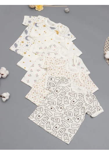 Amoteks Yenidoğanlar İçin Tişört Seti 5 Parça 376505215 Sütlü