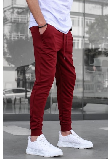 Madmext Bordo Paçası Lastikli Erkek Eşofman 4821 Bordo
