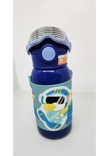 Shotay St-8812 Space 600ml Çift Başlık Kapak Termos Matara Mavi