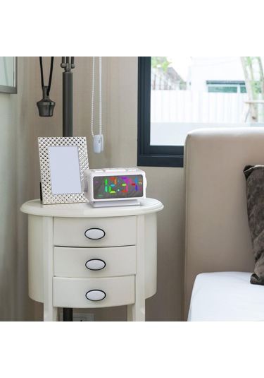 Suntek Radyo Led Çalar Saat 12/24h Ofis Ev Beyaz Için