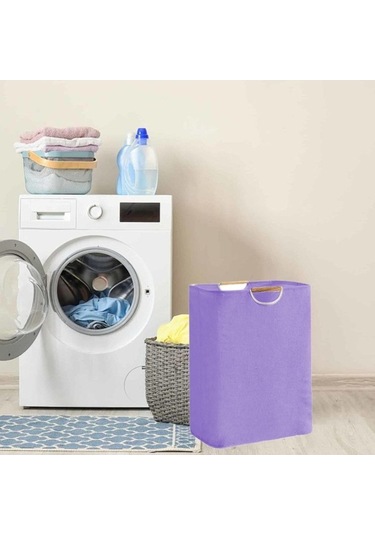 Pazly Suntek Çamaşır Sepeti Katlanabilir Çok Amaçlı Ev Banyo Dolap Mor Mor