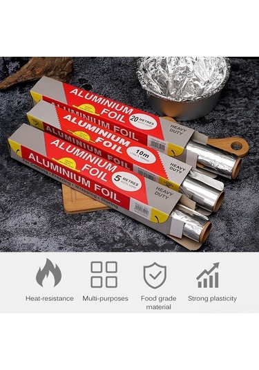 Besthome1 10μm Kalın Alüminyum Folyo: 10m X 30cm, Barbekü, Fırın, Pişirme, Gıda İçin Tek Kullanımlık, Çok Renkli Çok Renkli