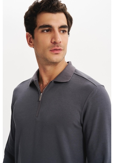 Arma Erkek Basic Slim Fit Fermuarlı Polo Yaka Sweatshirt İnce Modal Pamuk Elastan Karışımlı Örme İnterlok Kumaş K30554989002 Gri Arma Erkek Basic Slim Fit Fermuarlı Polo Yaka Sweatshirt İnce Modal Pamuk Elastan Karışımlı Örme İnterlok Kumaş K30554989002 Gri