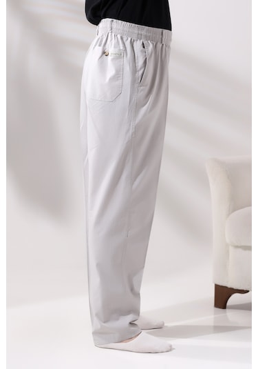 Keten Hac Ve Umre Erkek Şalvar Pantolon Açık Gri 001