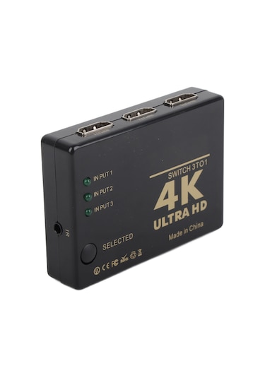 Xindoker 4k 2k Hdmı 3 Giriş 1 Çıkış Seçici, Akıllı Otomatik Ve Uzaktan Kumanda İle Hd Video/audio Dönüştürücü Uzaktan Kumanda Pil Yok