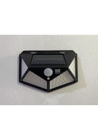 Sge Teknoloji Siyah Solar Güneş Enerjili Hareket Sensörlü 4 Taraflı Bahçe Garaj Ev Aydınlatma Lambası