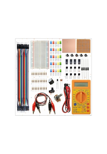 Breadboard Temel Elektronik Eğitim Seti + Dt830d Multimetre