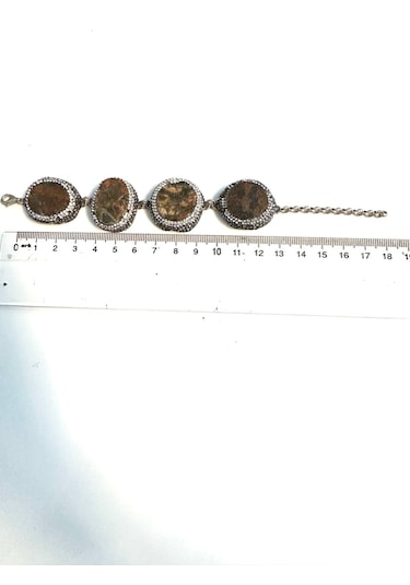 Otantik Doğal Yeşim Taşlı Ayarlanabilir Gümüş Bileklik