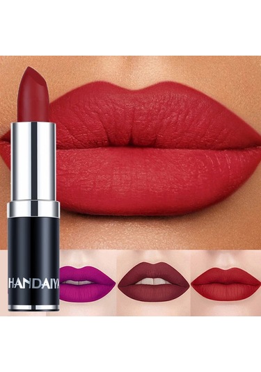 12 Renk Kırmızı Kadife Ruj Su Geçirmez Mat Ruj Makyaj Mor Mat Dudak Parlatıcısı 06 3.5g Pembe