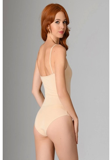 Kolcu İnce Askılı Pamuklu Ten Zıbın - 2600 Ten