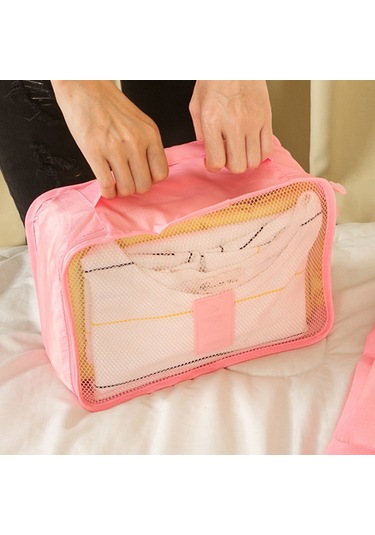 Sones 6 Adet/takım Seyahat Çantası Giysi Bagaj Düzenleyici Yüksek Kapasiteli Örgü Paketleme Küpleri Gri Diğer