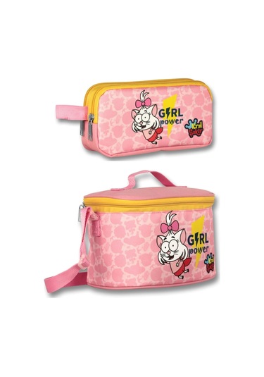 Kral Şakir Girl Power Isı Yalıtımlı Beslenme Çantası Ve Kalemlik Seti - Pembe - Kız Çocuk