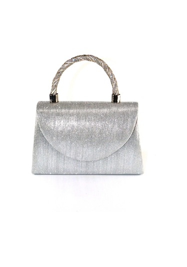 Lazer Kumaş Gümüş Abiye Çanta Taşlı Kadın Abiye Çanta Abiye Çanta Gümüş Düğün El Gri Abiye Çanta