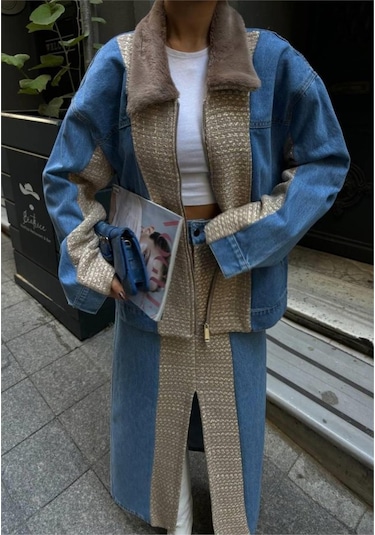 Munn Collection Chanel Garnili Kot Mont - Bej Bej