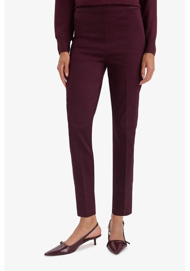 Defacto Sigaret Normal Bel Düz Paça Saten Pantolon J8743az25wnbr228 Bordo-br228