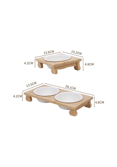 Sones Bambu Ve Ahşap Seramik Kedi Kase Evcil Hayvan Malzemeleri