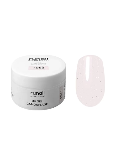 Runail Professional Protez Tırnak Jeli Uv Builder Gel Silver Porcelain Simli Açık Pembe 15gr. 4058