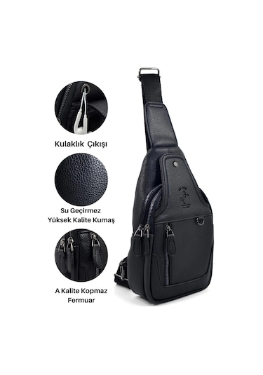 Erkek Siyah Çapraz Askılı Gögüs Ve Omuz Çantası Çapraz Çanta Siyah