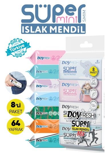 Doyfresh Süper Mini Islak Mendil 1 Paket 8'li Mix