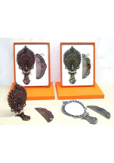 Tavuskuşu Katlanabilir Ayna Ve Tarak Seti Orta Boy Alk4984