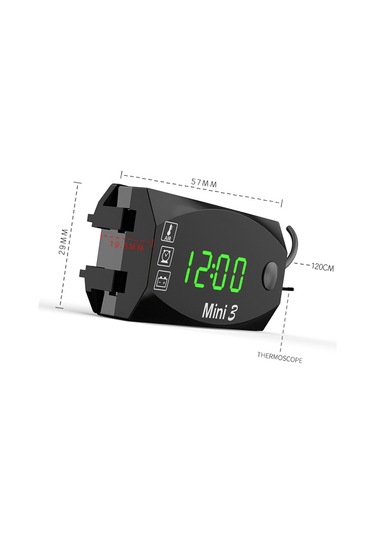 Motosiklet Dc 6 V-30 V 3 1 Dijital Zaman Saati + Termometre K14435-gr