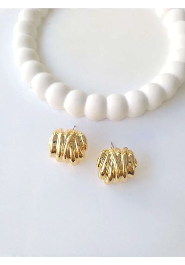 Çelik Gold Tırtıklı Küpe Sevgiliye Hediye Altın