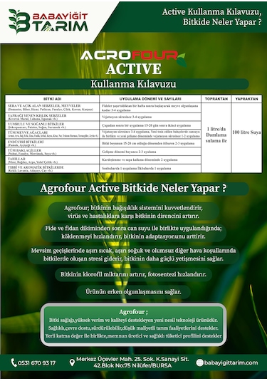 Agrofour Active Sıvı Bitki Gübresi 1 Lt