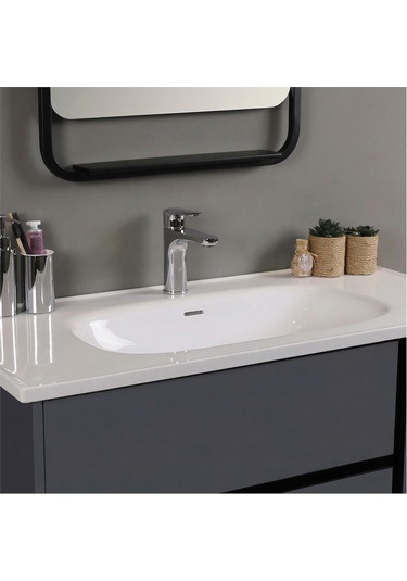 Kobos Linear 100 Cm Banyo Dolabı Seti Füme