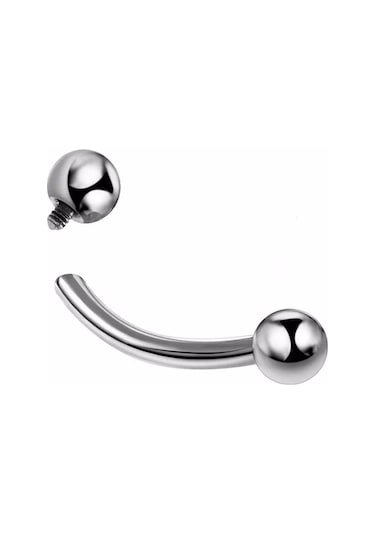 12 Mm Gümüş Renk Eğik Kavisli Kaş Piercing Çelik Dudak Helix Tragus Küpe
