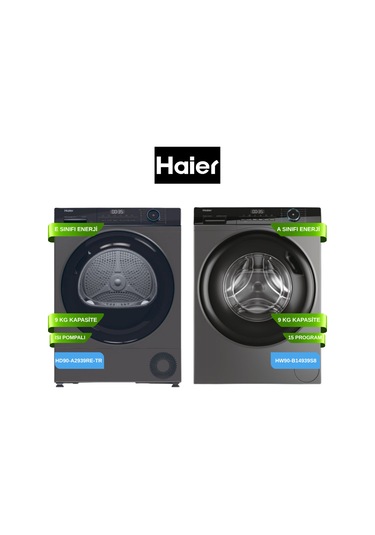Haier HW90-B14939S8-S - HD90-A2939RE-TR 2'li Beyaz Eşya Seti