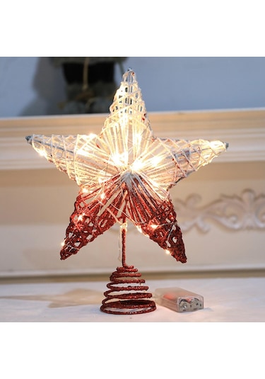 Suntek Ağacı Topper İç Mekan Kullanımı Işıklı Yılbaşı Süsleme Kırmızı 20 CM