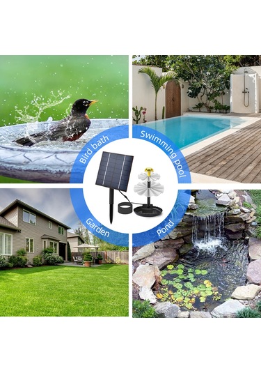 Yifomall Güneş Enerjili 9 Nozüllü Kuş Banyosu Ve Bahçe Çeşmesi Pompası