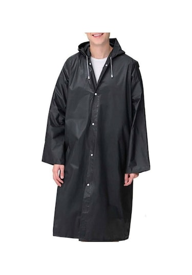 Unisex Su Geçirmez Eva Kumaş Yağmurluk Siyah